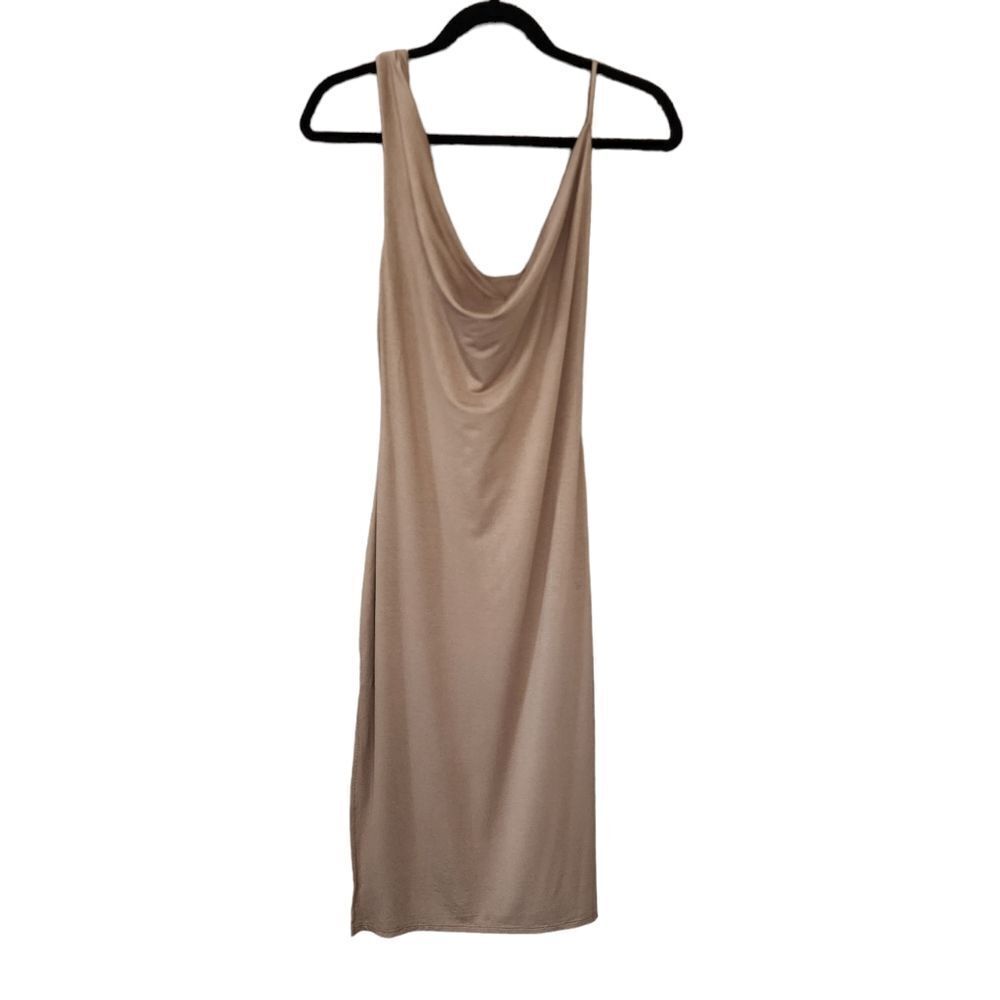 Lulus ruched midi dress light green side slits Sleeveless Size M